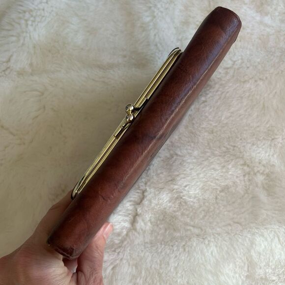 Vintage Buxton Leather Wallet Floral Embossed Top Grain Cowhide Marbled Brown - Picture 12 of 14